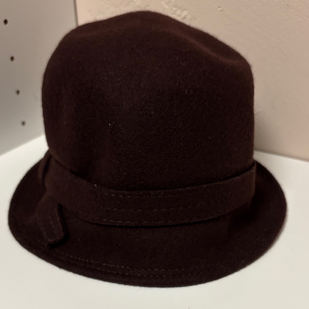 Brown Wool Cloche Derby Hat